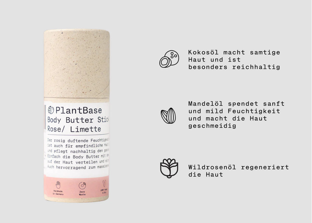 PlantBase Body Butter Stick Limette Rose