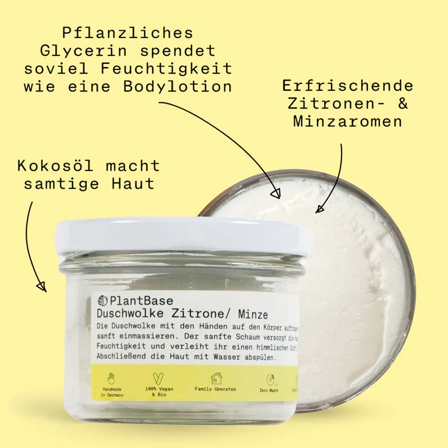 PlantBase Duschwolke Zitrone/ Minze Bio