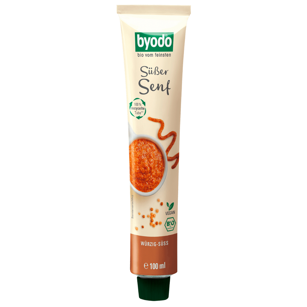 BYODO Süßer Senf in der Tube (100 ml) Bio – Auwald Bio BYODO Süßer Senf in der Tube (100 ml) Bio – Auwald Bio
