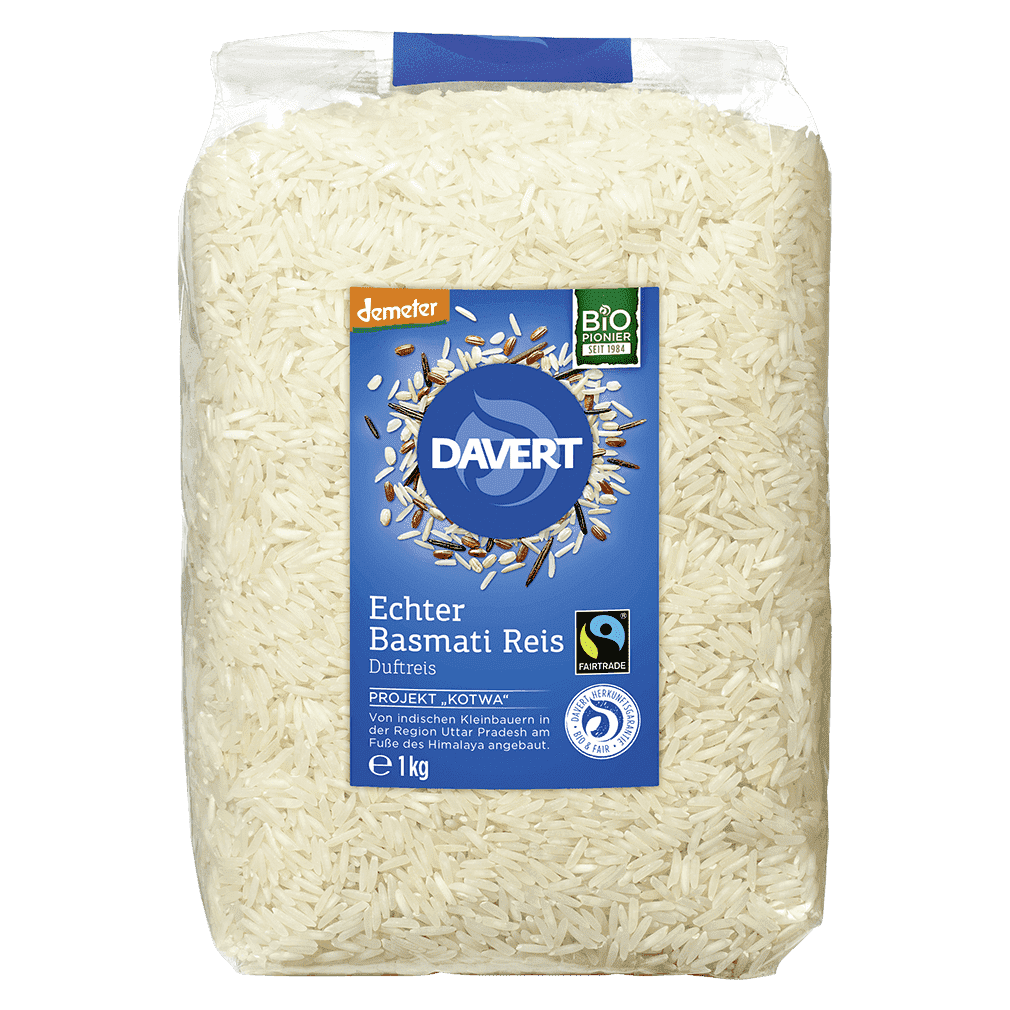 Davert Echter Basmatireis weiß 1 kg Bio – Auwald Bio Davert Echter Basmatireis weiß 1 kg Bio – Auwald Bio