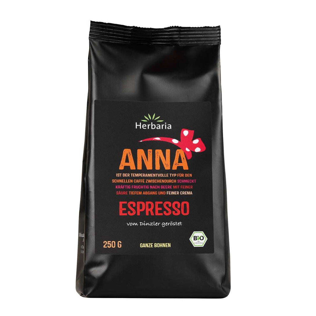 Herbaria Espresso Anna ganze Bohne 250g Bio - kräftig fruchtig im Geschmack