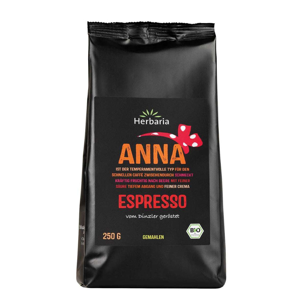 Herbaria Espresso Anna gemahlen 250g Bio - kräftig fruchtig im Geschmack