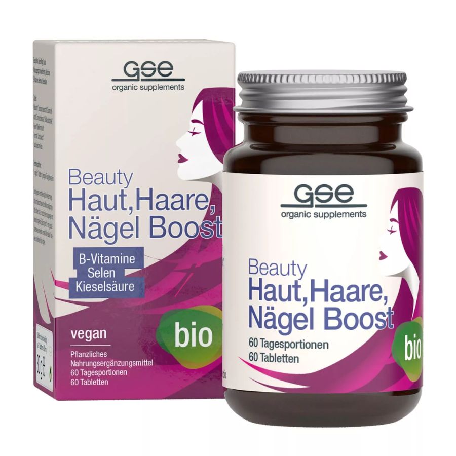 GSE Beauty Haut, Haare, Nägel Boost (Bio), 60 Tabl. à 500mg,30g bei Auwald Bio kaufen.