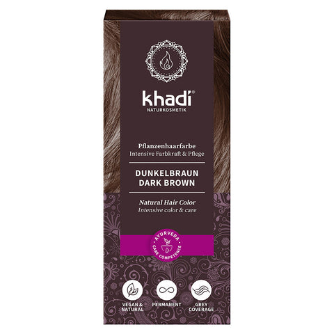 khadi Pflanzenhaarfarbe Dunkelbraun Bio 100g