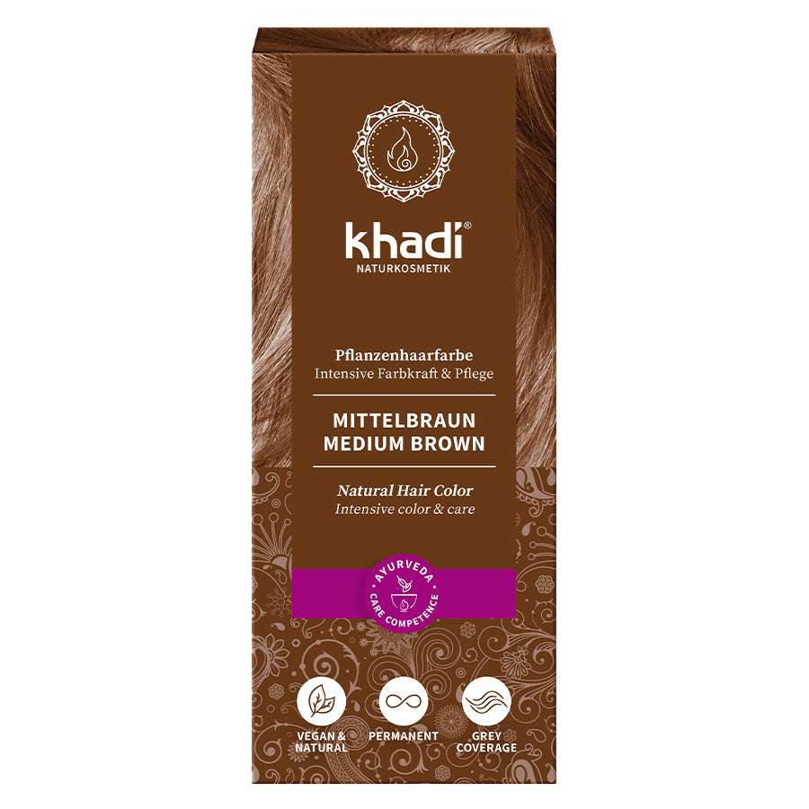 khadi Pflanzenhaarfarbe Mittelbraun Bio 100g