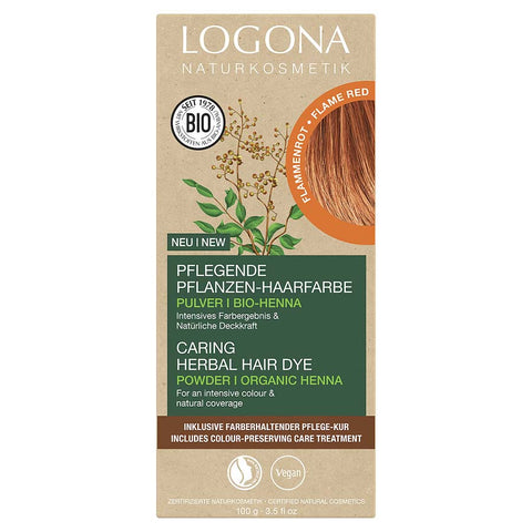 Logona Herbal Hair Color Powder Flame Red Organic 100g
