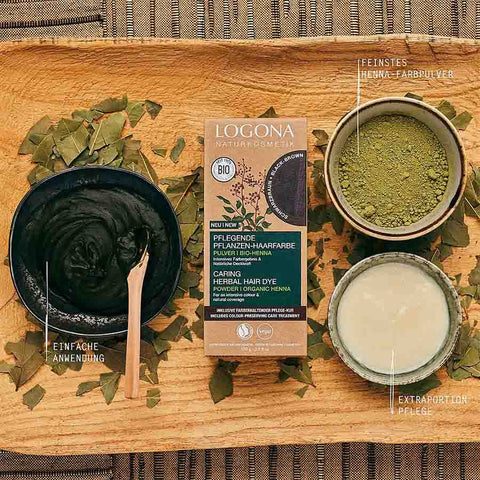 Logona Herbal Hair Color Powder Black Brown Organic 100g