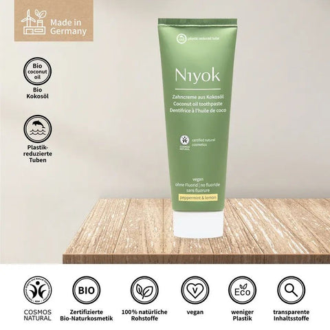 Niyok Zahncreme aus Kokosöl - Pfefferminze & Zitrone Bio 75ml
