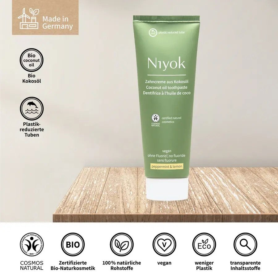 Niyok Zahncreme aus Kokosöl - Pfefferminze & Zitrone Bio 75ml_3