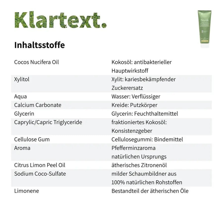 Niyok Zahncreme aus Kokosöl - Pfefferminze & Zitrone Bio 75ml_2