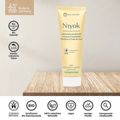 Niyok Coconut Oil Toothpaste - Lemongrass &amp; Ginger Organic 75ml