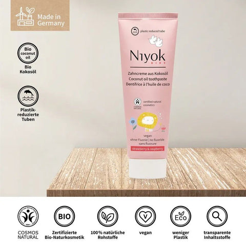 Niyok Coconut Oil Toothpaste - Strawberry &amp; Raspberry KIDS Organic 75ml