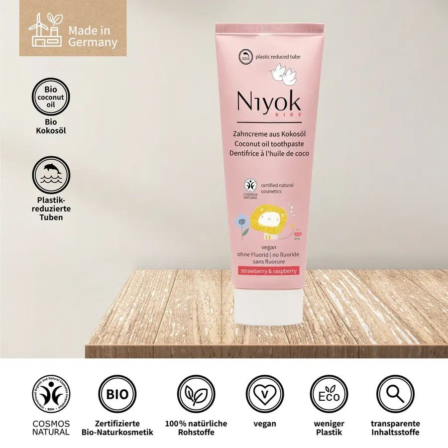 Niyok Zahncreme aus Kokosöl - Erdbeere & Himbeere KIDS Bio 75ml_2