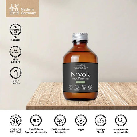 Niyok Mundziehöl aus Kokosöl - Pfefferminze Bio 200ml