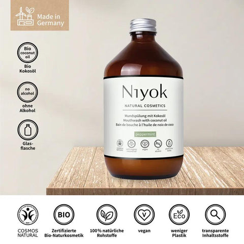 Niyok Mouthwash with Coconut Oil - Peppermint Organic 500ml