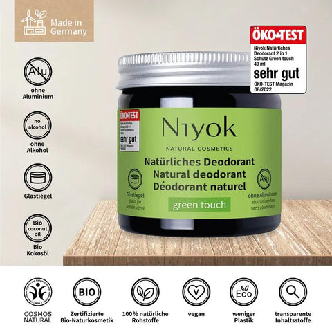 Niyok 2 in 1 anti-perspirant deodorant cream - Green touch organic 40ml