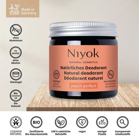 Niyok 2 in 1 anti-transpirante Deocreme - Peach perfect Bio 40ml