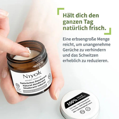 Niyok 2 in 1 anti-perspirant deodorant cream - coconut | without perfume organic 40ml