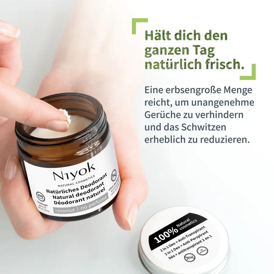 Niyok 2 in 1 anti-transpirante Deocreme - Kokos | ohne Parfum Bio 40ml_2