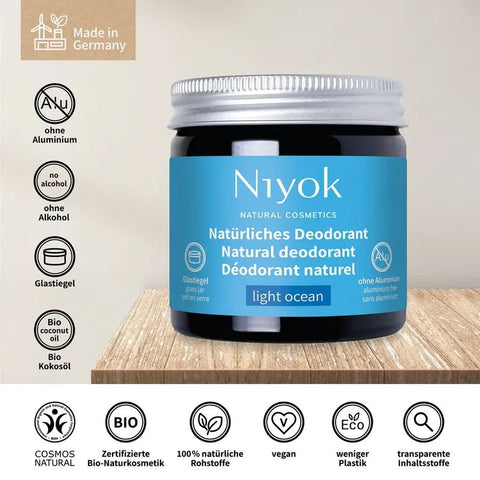 Niyok 2 in 1 anti-perspirant deodorant cream - Light ocean organic 40ml