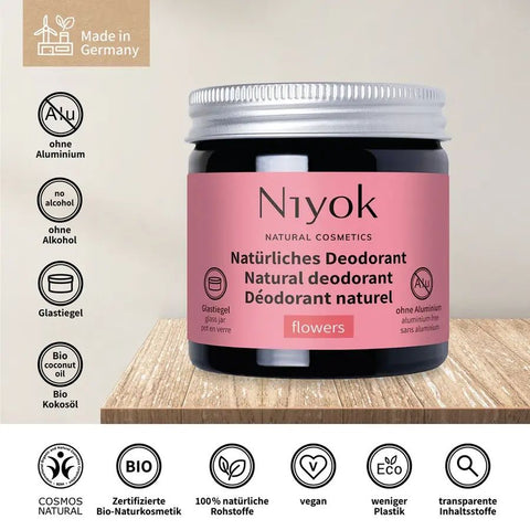 Niyok 2 in 1 anti-transpirante Deocreme - Flowers Bio 40ml
