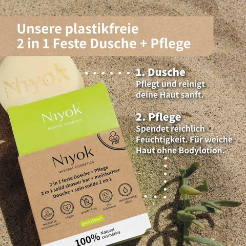 Niyok 2 in 1 solid shower + care - Green touch Bio 80g