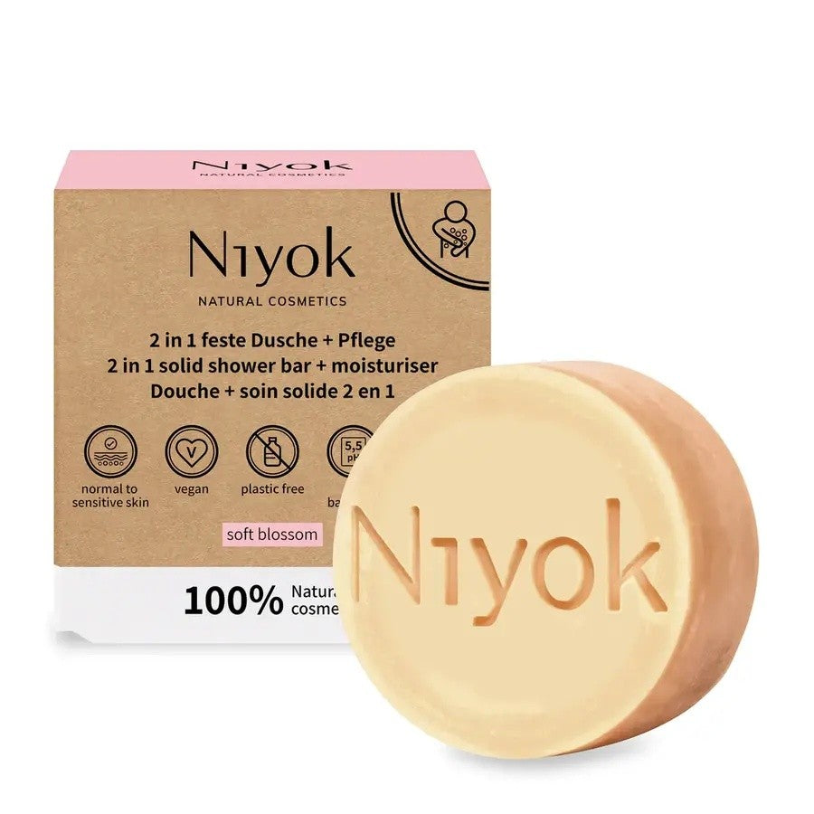 Niyok 2 in 1 feste Dusche + Pflege - Soft blossom Bio 80g