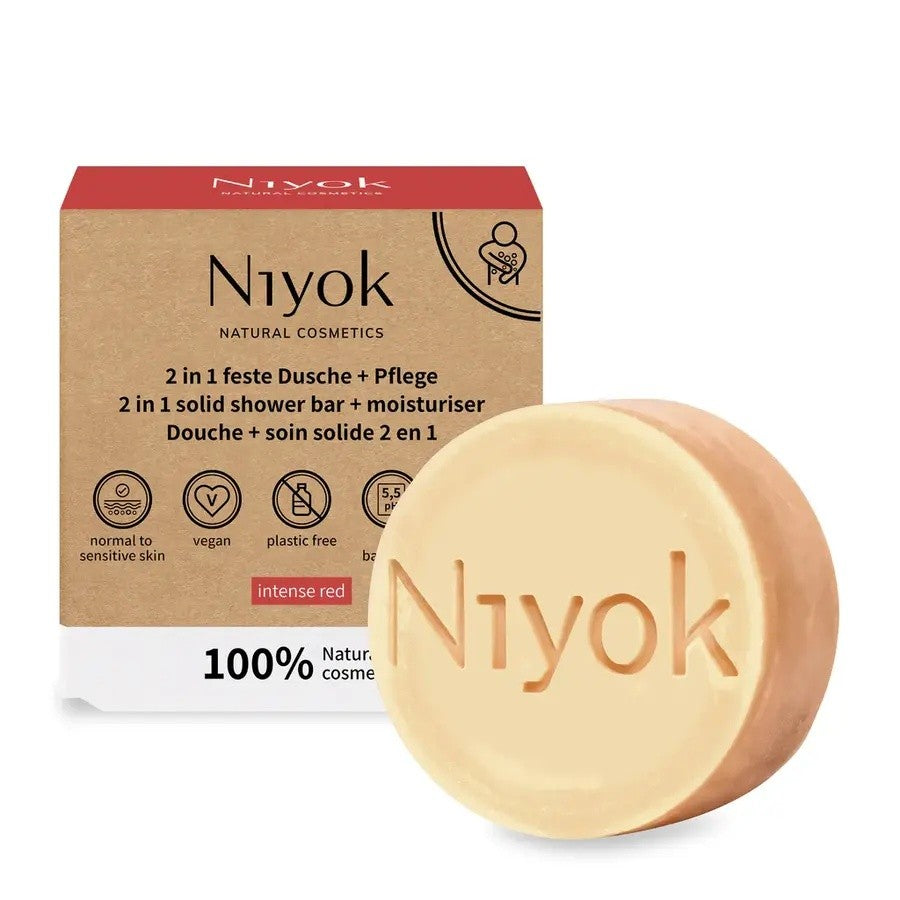 Niyok 2 in 1 feste Dusche + Pflege - Intense red Bio 80g