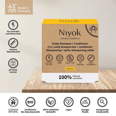 Niyok 2 in 1 solid shampoo + conditioner - Vitamina Bio 80g