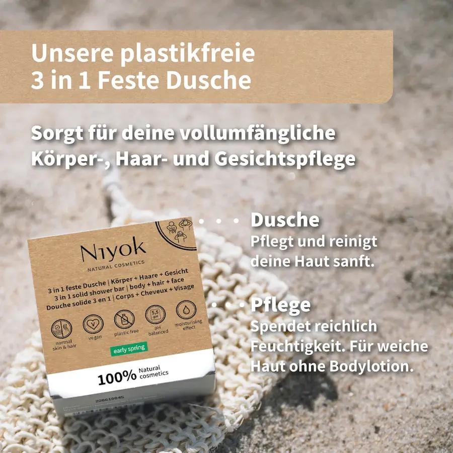 Niyok 3 in 1 feste Dusche | Körper + Haare + Gesicht - Early spring Bio 80g_2