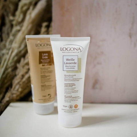 Logona White Lava Clay Wash Cream Lotus Blossom Organic, 200ml