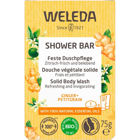 WELEDA Feste Duschpflege Ginger+Petitgrain Bio 75g