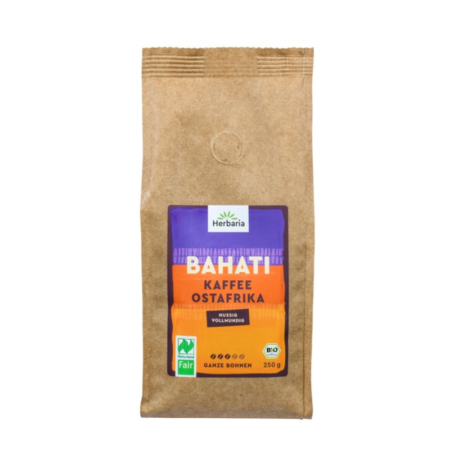 Herbaria Kaffee BAHATI ganze Bohne bio* -Naturland Fair zertifiziert 250g