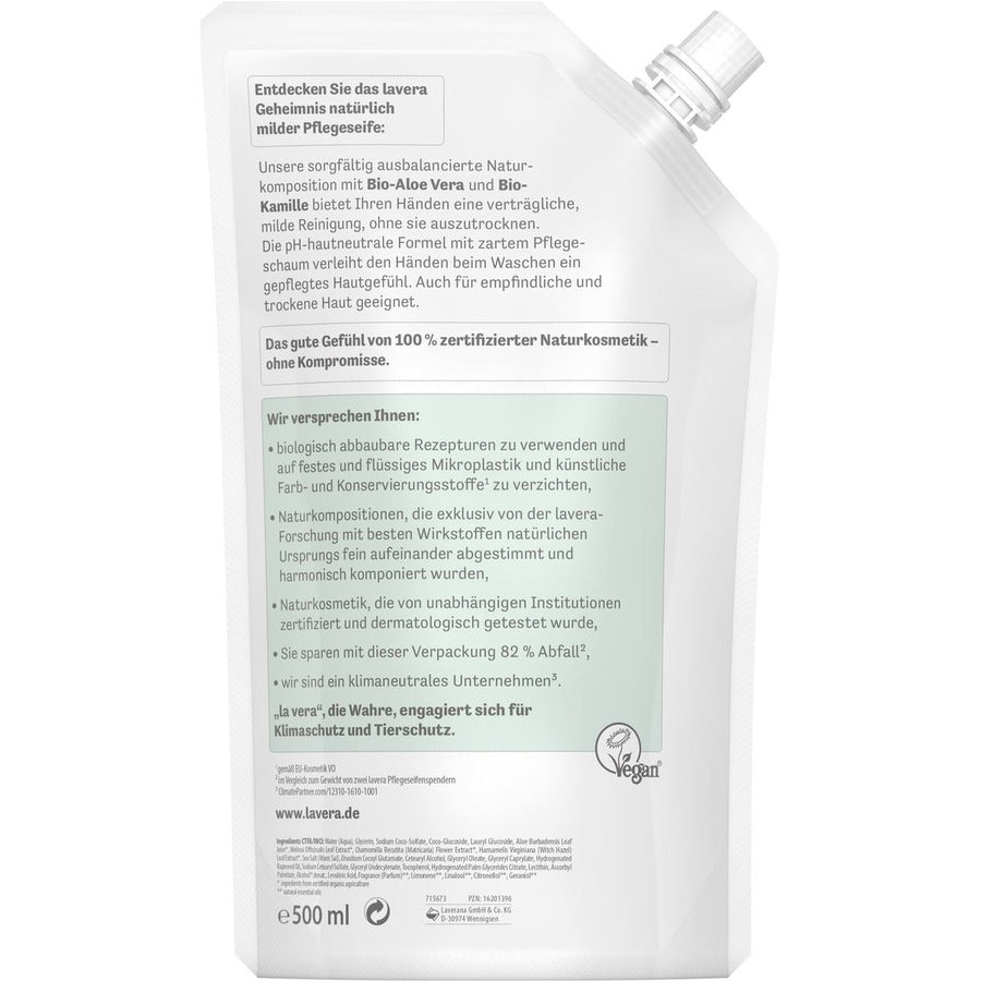 Lavera Nachfüllbeutel basis sensitiv milde Pflegeseife Bio 500ml