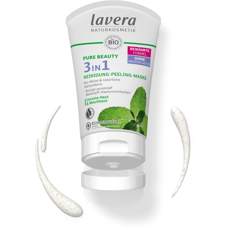 Lavera PURE BEAUTY 3in1 Reinigung Peeling Maske Bio 125ml