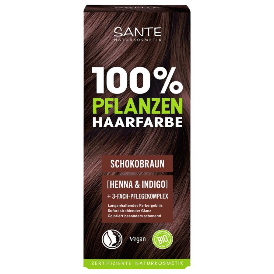 SANTE 100% Pflanzenhaarfarbe mit 3-Fach Pflegekomplex SCHOKOBRAUN 02 Bio 100g