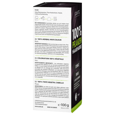 SANTE 100% Pflanzenhaarfarbe mit 3-Fach Pflegekomplex SCHWARZ 05 Bio 100g