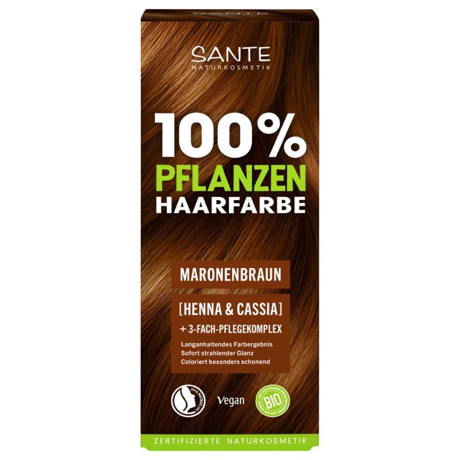 SANTE 100% Pflanzenhaarfarbe mit 3-Fach Pflegekomplex MARONENBRAUN 08 Bio 100g