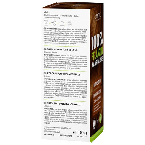 SANTE 100% Pflanzenhaarfarbe mit 3-Fach Pflegekomplex MARONENBRAUN 08 Bio 100g
