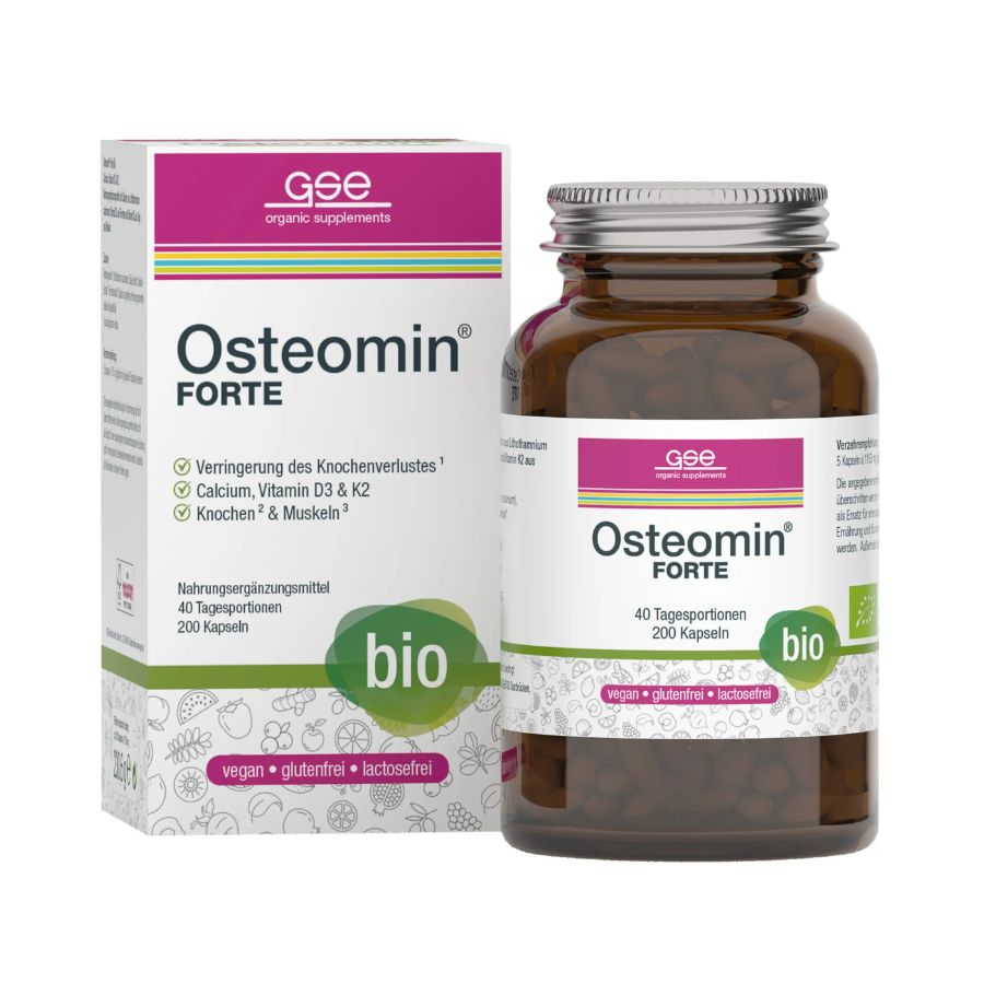 GSE Osteomin® Forte (Bio) Calcium, Vitamin D3 und K2, 200 Kps, 230,6g