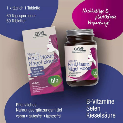 GSE Beauty Skin, Hair, Nails Boost (Organic), 60 tablets of 500mg each, 30g