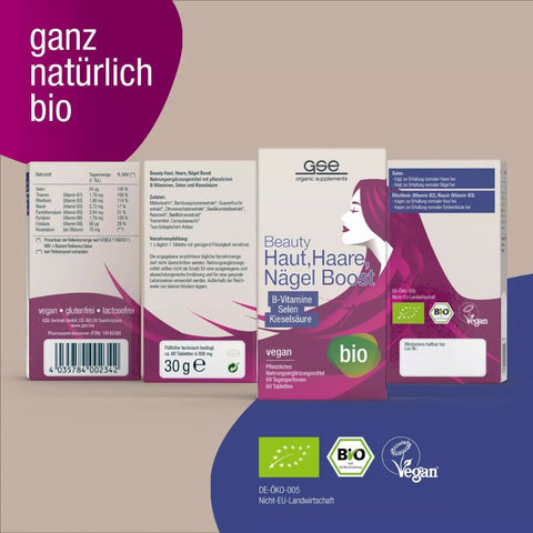 GSE Beauty Skin, Hair, Nails Boost (Organic), 60 tablets of 500mg each, 30g