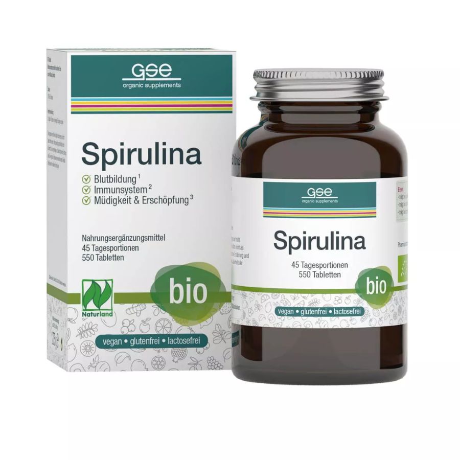 GSE Naturland Bio Spirulina 550 Tabletten à 500 mg , 275gr