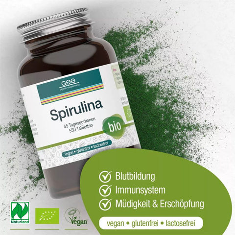 GSE Naturland Bio Spirulina 550 Tabletten à 500 mg , 275gr
