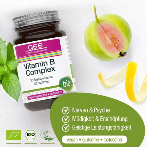 GSE Vitamin B Complex (organic), 60 tablets of 500mg each, 30g