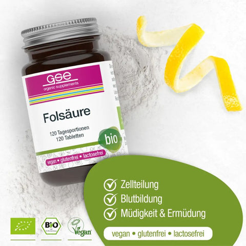 GSE Folic Acid Compact (Organic), 120 tablets of 280 mg each, 34g