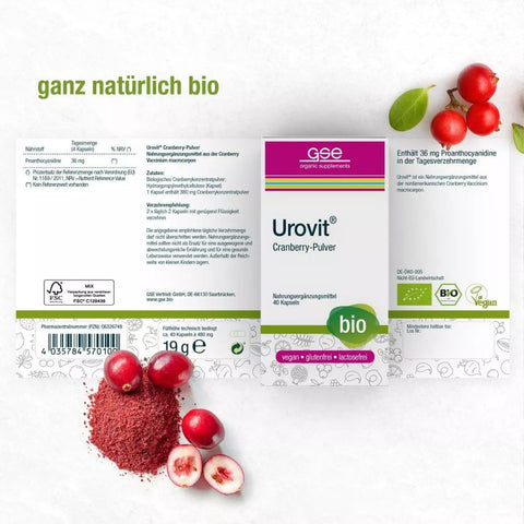 GSE Urovit® BIO Cranberry, 40 caps. 480 mg, 19g