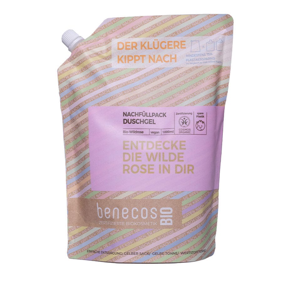 benecosBio Nachfüllbeutel - ENTDECKE DIE WILDE ROSE IN DIR Duschgel 2in1 Bio Wildrose Haut und Haar 500ml