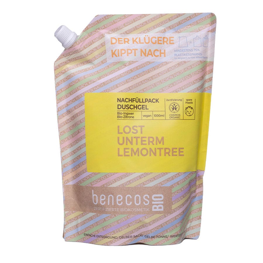 benecosBio Nachfüllbeutel - LOST UNTERM LEMONTREE Duschgel 2in1 Bio Zitrone Haut und Haar 500ml