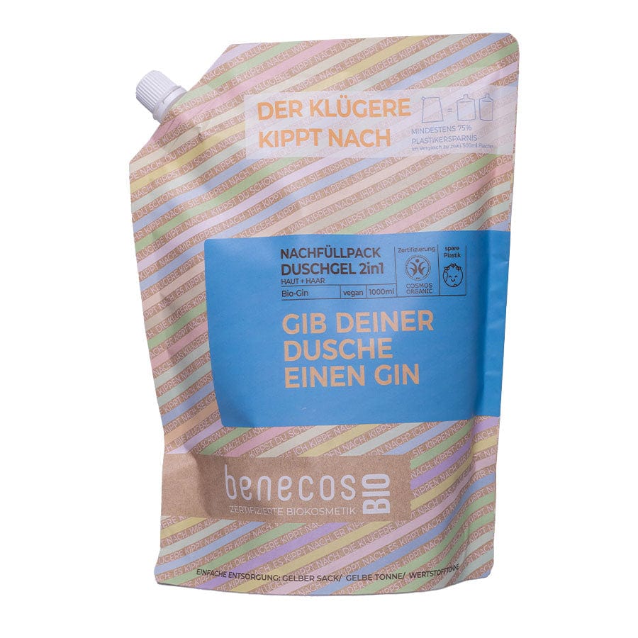 benecosBio Nachfüllbeutel - GIB DEINER DUSCHE EINEN GIN Duschgel 2in1 Bio Gin Haut und Haar 500ml